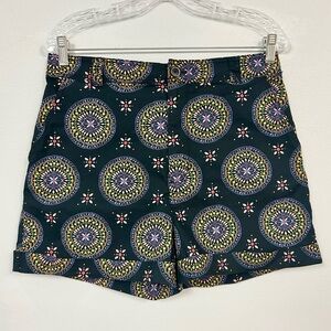 MAEVE 🏵️ High-Waist Medallion City Shorts - Navy - Size 10